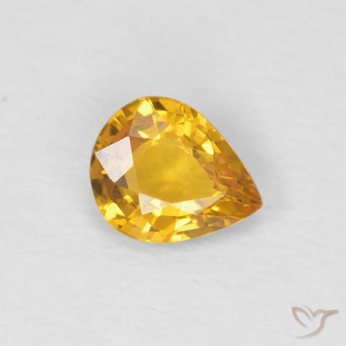 Saphir Doré naturelle En forme de poire, 0.54 ct, VS