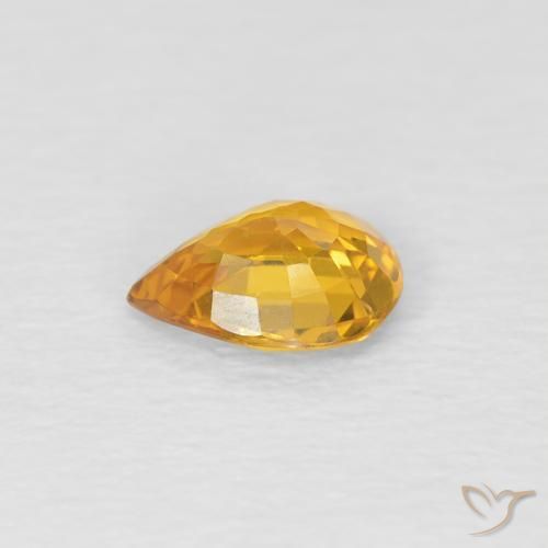 Saphir Doré naturelle En forme de poire, 0.54 ct, VS