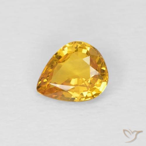 Saphir Doré naturelle En forme de poire, 0.60 ct, VS