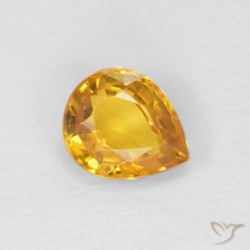 Saphir Doré naturelle En forme de poire, 0.79 ct, VS