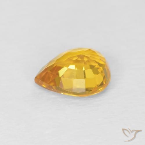 Saphir Doré naturelle En forme de poire, 0.79 ct, VS