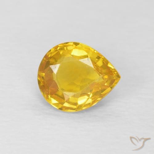 Saphir Doré naturelle En forme de poire, 0.76 ct, VVS