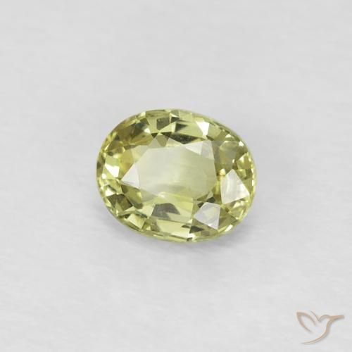 Saphir Jaune verdâtre clair naturelle ovale, 0.50 ct, VVS