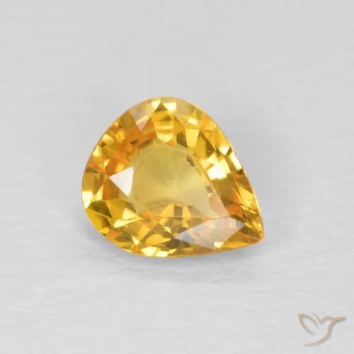 Saphir Doré naturelle En forme de poire, 0.60 ct, VVS