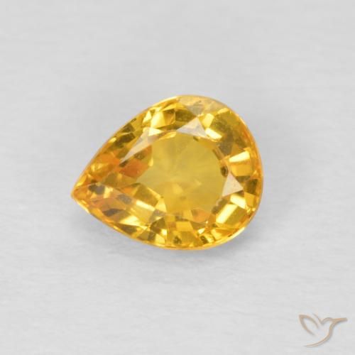 Saphir Orange Doré naturelle En forme de poire, 0.70 ct, VVS