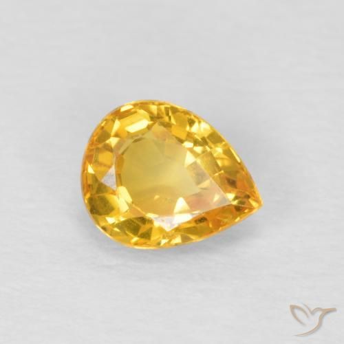 Saphir Orange Doré naturelle En forme de poire, 0.70 ct, VVS