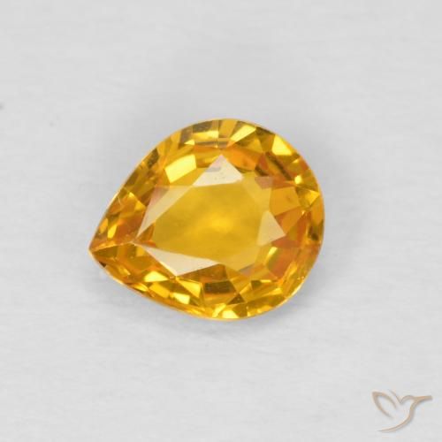 0.61ct Naturel Medium Light Orange-Gold Saphir, En forme de poire, VS