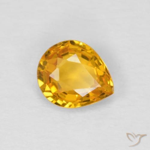 Saphir Medium Light Orange-Gold naturelle En forme de poire, 0.61 ct, VS