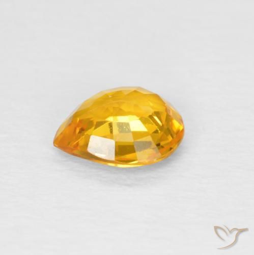 Saphir Medium Light Orange-Gold naturelle En forme de poire, 0.61 ct, VS
