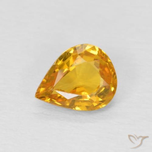 0.65ct Naturel Orange-or Saphir, En forme de poire, VS