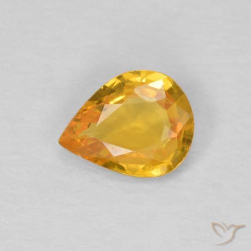 Saphir Doré foncé naturelle En forme de poire, 0.50 ct, VS