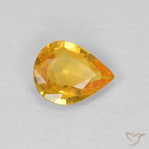 Saphir Doré foncé naturelle En forme de poire, 0.50 ct, VS