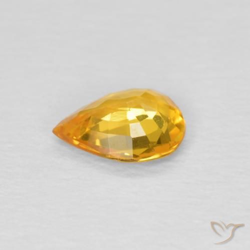 Saphir Doré foncé naturelle En forme de poire, 0.50 ct, VS