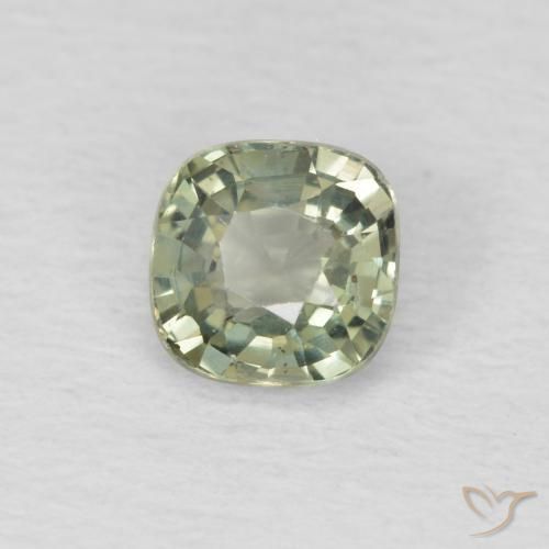Saphir Vert grisâtre naturelle Coussin, 0.47 ct, VS