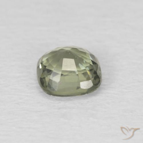 Saphir Vert grisâtre naturelle Coussin, 0.47 ct, VS