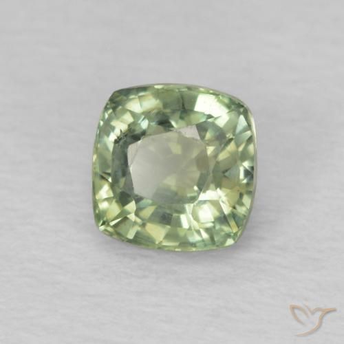 Saphir Vert très clair naturelle Coussin, 0.64 ct, VS