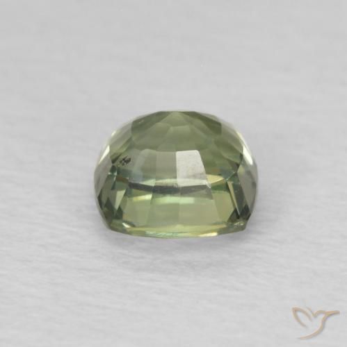 Saphir Vert très clair naturelle Coussin, 0.64 ct, VS