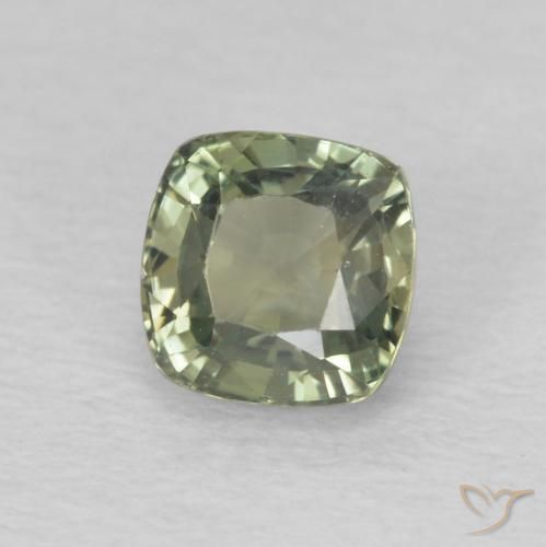 Saphir Vert forêt léger naturelle Coussin, 0.75 ct, VS