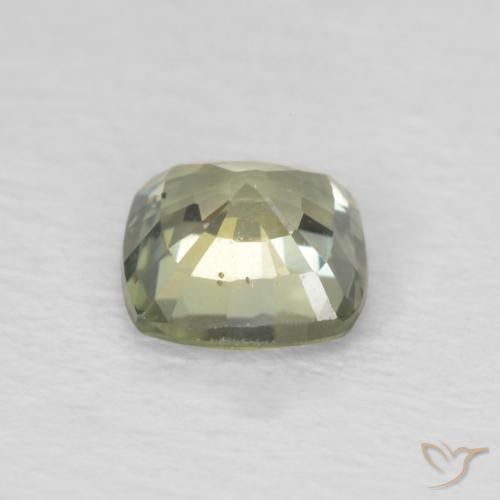 Saphir Vert forêt léger naturelle Coussin, 0.59 ct, VS