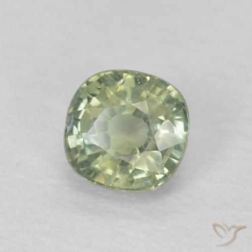 Saphir Vert sauge très clair naturelle Coussin, 0.51 ct, VS