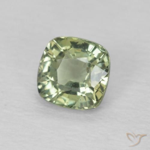 Saphir Vert clair naturelle Coussin, 0.52 ct, VS