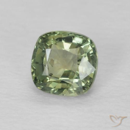 Saphir Vert sauge naturelle Coussin, 0.60 ct, VS