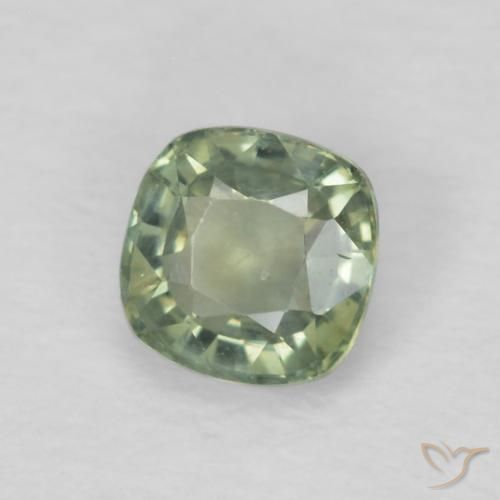 Saphir Vert sauge naturelle Coussin, 0.52 ct, VS