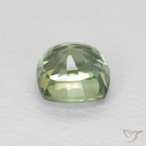 Saphir Vert sauge léger naturelle Coussin, 0.65 ct, VS