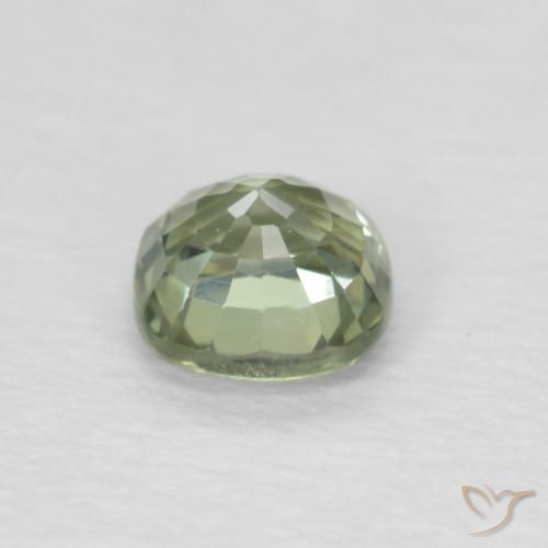 Saphir Vert très clair naturelle Coussin, 0.48 ct, VS