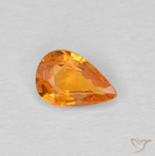 Saphir Orange vif naturelle En forme de poire, 0.47 ct, VS
