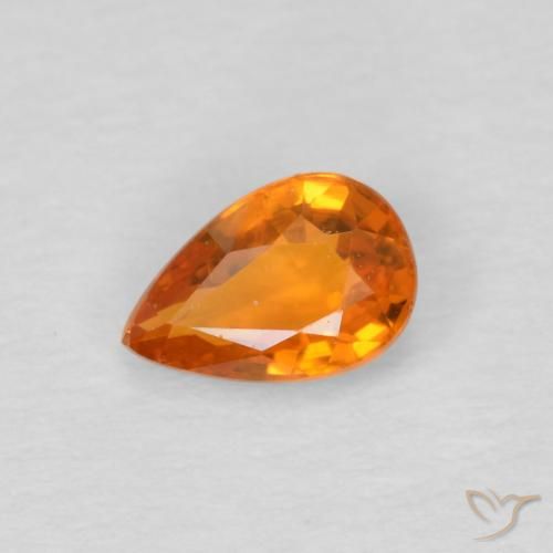 0.57ct Naturel Orange moyen Saphir, En forme de poire, VS