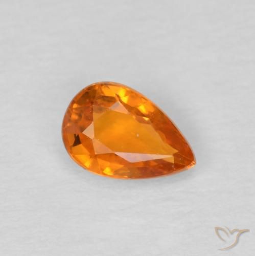Saphir Orange moyen naturelle En forme de poire, 0.57 ct, VS