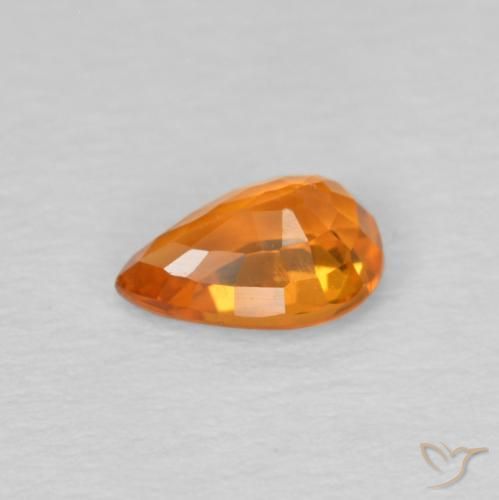Saphir Orange moyen naturelle En forme de poire, 0.57 ct, VS