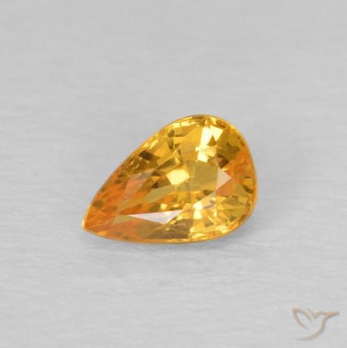 Saphir Orange moyen naturelle En forme de poire, 0.61 ct, VVS