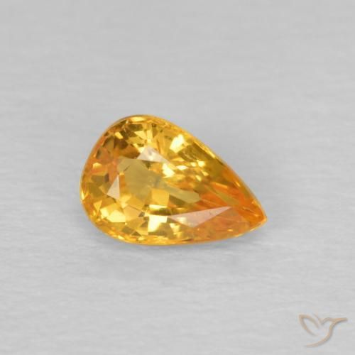 Saphir Orange moyen naturelle En forme de poire, 0.61 ct, VVS