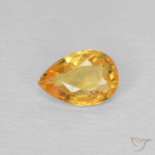 0.44ct Naturel Orange doré profond Saphir, En forme de poire, VS