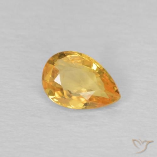 Saphir Orange doré profond naturelle En forme de poire, 0.44 ct, VS