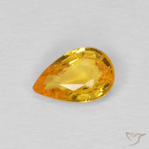 Saphir Orange doré profond naturelle En forme de poire, 0.45 ct, VS