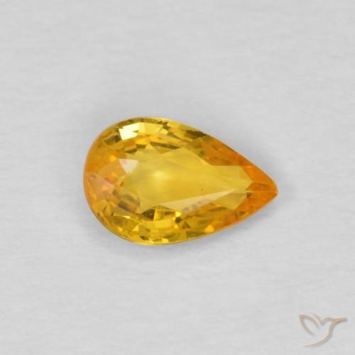 Saphir Orange doré profond naturelle En forme de poire, 0.45 ct, VS