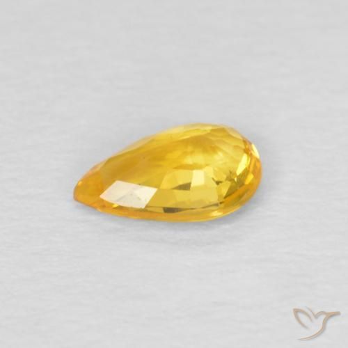Saphir Orange doré profond naturelle En forme de poire, 0.45 ct, VS