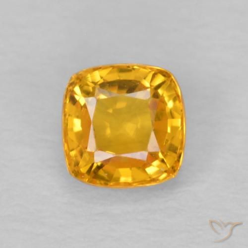 Saphir jaune de 0,62 carats à vendre, Coussin Saphir en vrac de Tanzanie, Gemme naturelle, 4,5 x 4,5 mm, Photo A