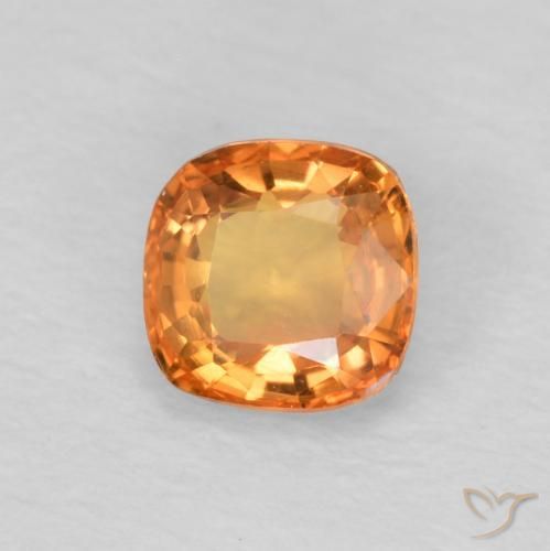 Saphir Orange rougeâtre naturelle Coussin, 0.51 ct, VVS