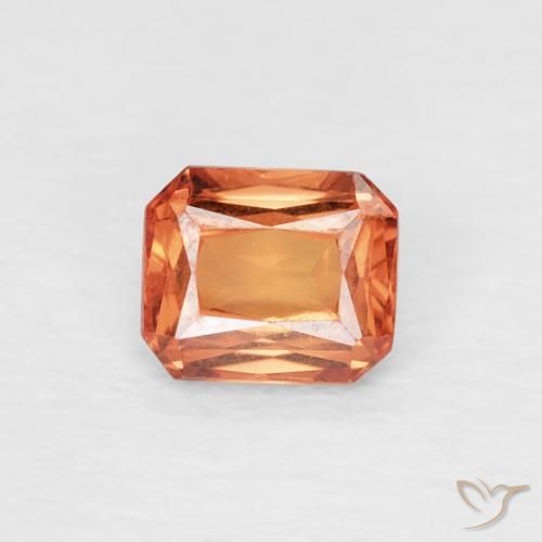 0.55ct Naturel Orange feu Saphir, Taille émeraude, VVS