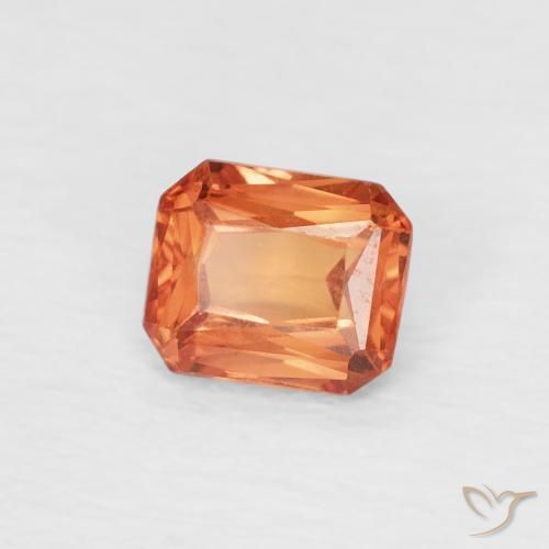 Saphir Orange feu naturelle Octogone / coupe Émeraude, 0.55 ct, VVS