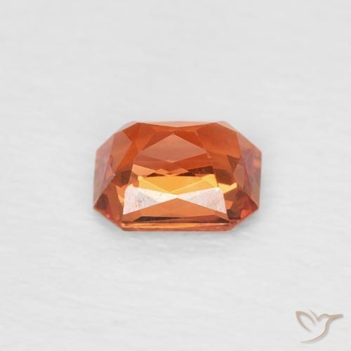 Saphir Orange feu naturelle Octogone / coupe Émeraude, 0.51 ct, VVS