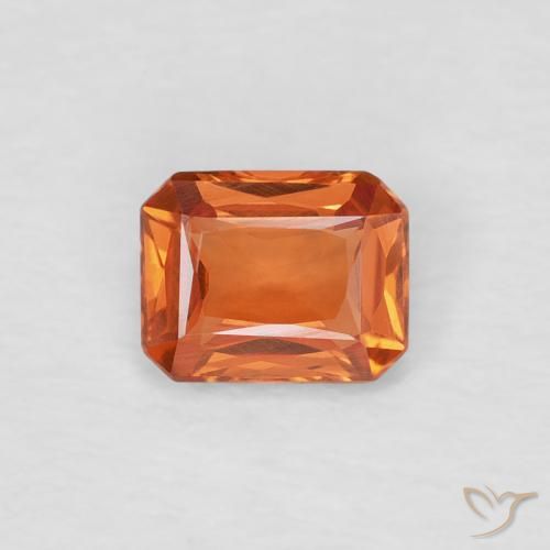 0.42ct Naturel Medium Dark-Orange Saphir, Taille émeraude, VVS