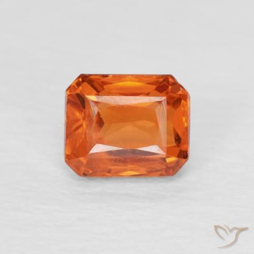 0.79ct Naturel Orange moyen Saphir, Octogone / coupe Émeraude, VVS, Photo A