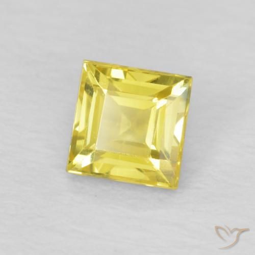 Saphir Jaune cybernétique naturelle Carré, 0.49 ct, VVS-VS