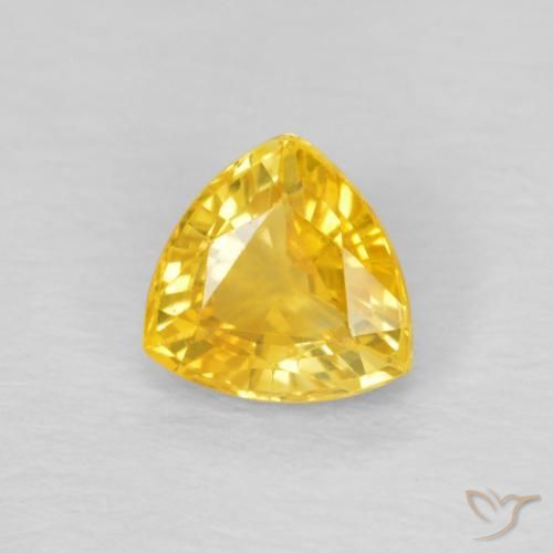 Saphir Orange Doré naturelle Trillion, 0.80 ct, VVS-VS
