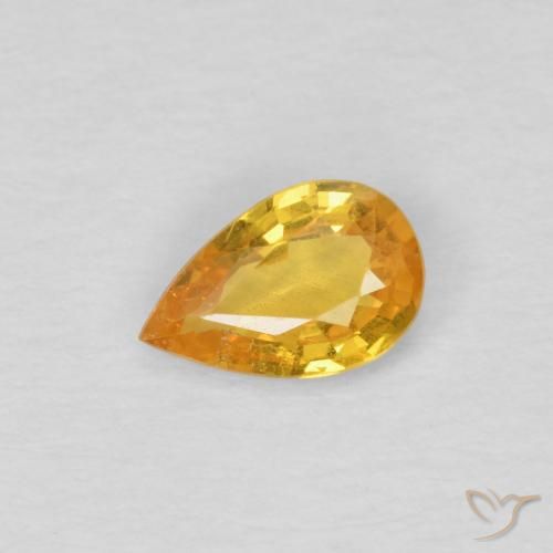 Saphir Doré foncé naturelle En forme de poire, 0.39 ct, VS